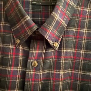 Nordstrom Men’s Shop 100% Cotton Flannel Plaid Button Down Pocket XL Reg Fit